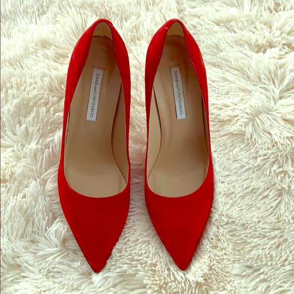 Diane Von Furstenberg Shoes - Diane von Furstenburg Red Suede Pumps